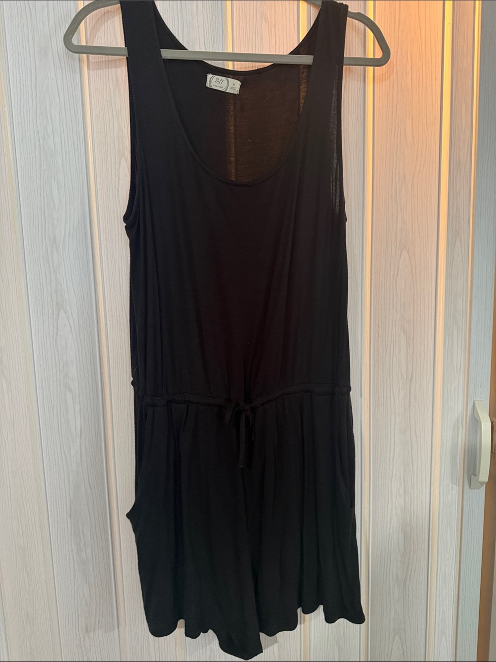 Maurices Black Sleeveless Romper with Drawstring Waist